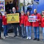 Solidaritätsaktion der IG Metall Hanau Fulda mit den streikenden LKW-Fahrern aus Polen auf der Raststätte Gräfenhausen