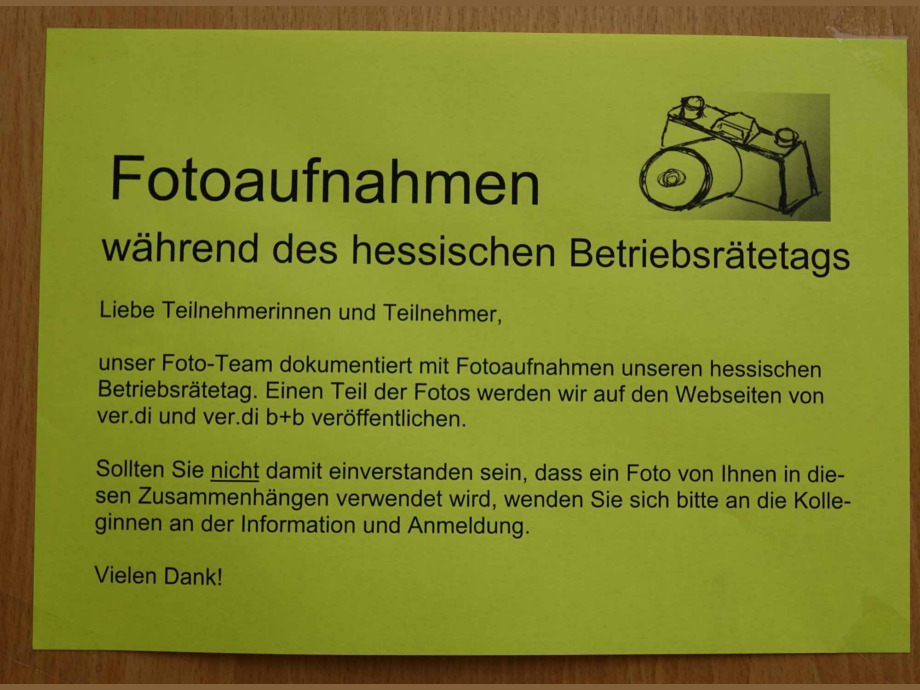 Regieplan: Beispiel Hinweis auf Fotoaufnahmen