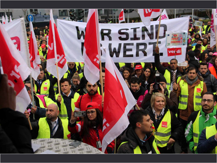 Streik der Beschäftigten in der Luftsicherheit am 15.01.2019 am Flughafen Frankfurt