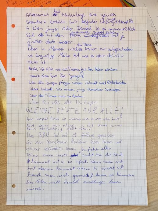 Die Kommentare der Schüler zum Thema