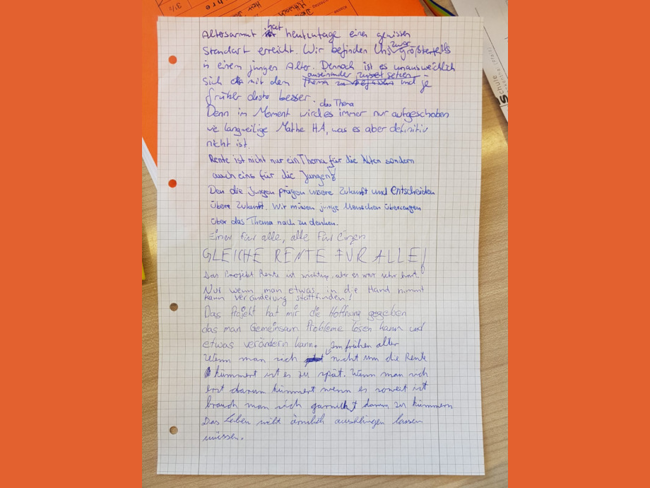 Die Kommentare der Schüler zum Thema