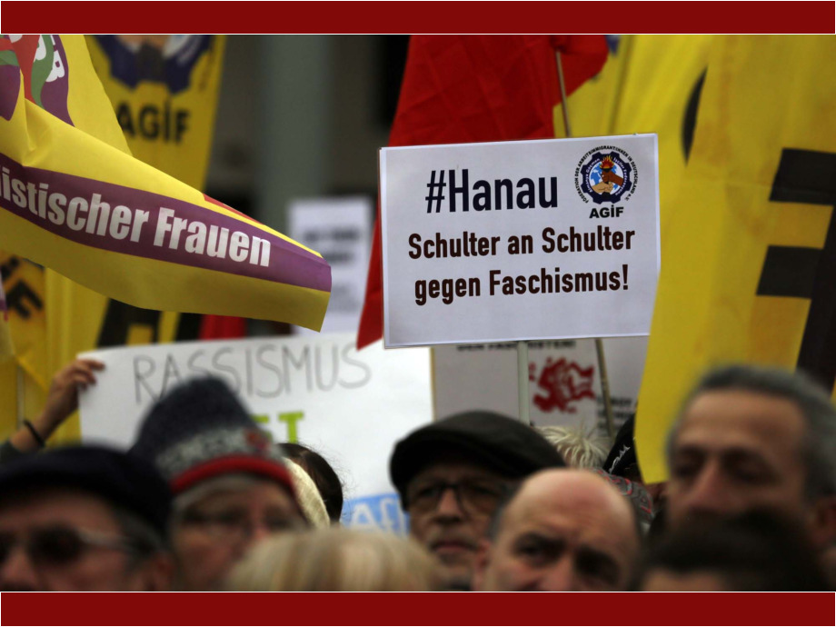 Solidarität statt Spaltung - Trauer um die Opfer der rassistschen Morde am 19. Janaur 2020 in Hanau Solidarität statt Spaltung - Trauer um die Opfer der rassistschen Morde am 19. Janaur 2020 in Hanau