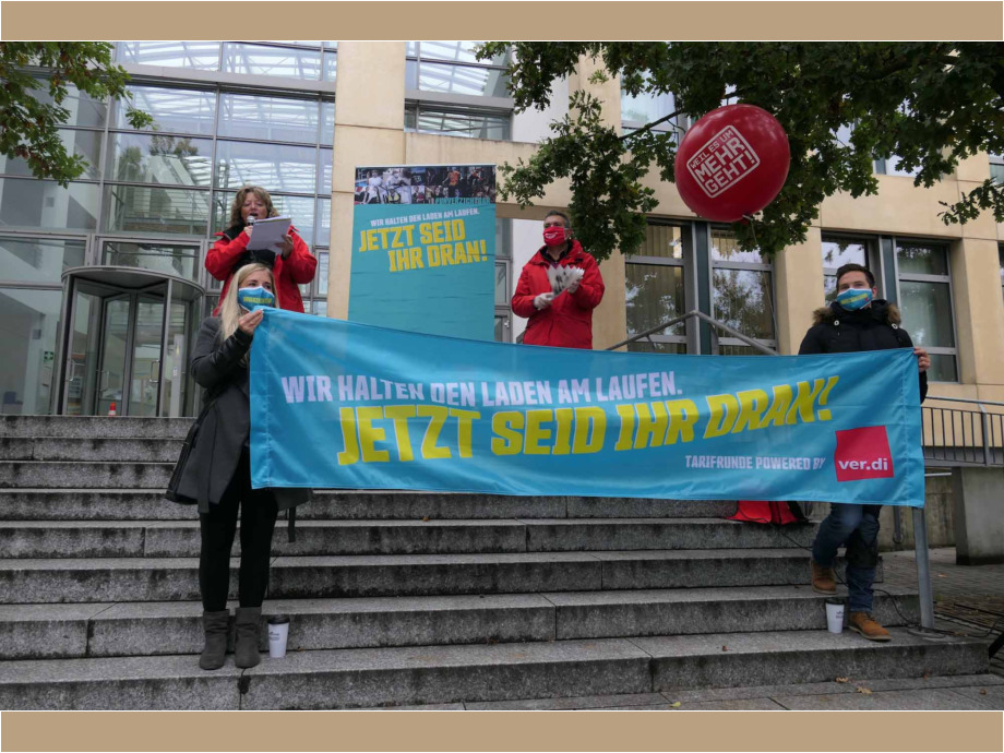 "Wir halten den Laden am Laufen - jetzt seid ihr dran" - Warnstreik am 15.10. in Bad Vilbel "Wir halten den Laden am Laufen - jetzt seid ihr dran" - Warnstreik am 15.10. in Bad Vilbel