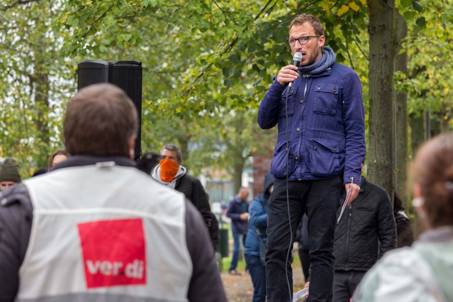 Solidarität vom DGB: Florian Kaufmann - Gewerkschaftssekretär des DGB Region Südosthessen