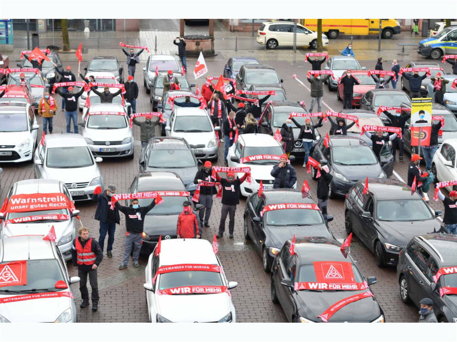 Warnstreik und Autocorsoam 19. November 2020 für den Erhalt der Arbeitsplätze bei Hitachi ABB Power Grids in Hanau-Großauheim Warnstreik und Autocorsoam 19. November 2020 für den Erhalt der Arbeitsplätze bei Hitachi ABB Power Grids in Hanau-Großauheim
