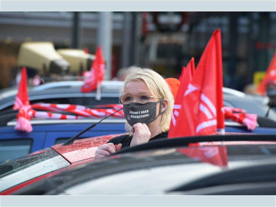 Warnstreik und Autocorsoam 19. November 2020 für den Erhalt der Arbeitsplätze bei Hitachi ABB Power Grids in Hanau-Großauheim Warnstreik und Autocorsoam 19. November 2020 für den Erhalt der Arbeitsplätze bei Hitachi ABB Power Grids in Hanau-Großauheim