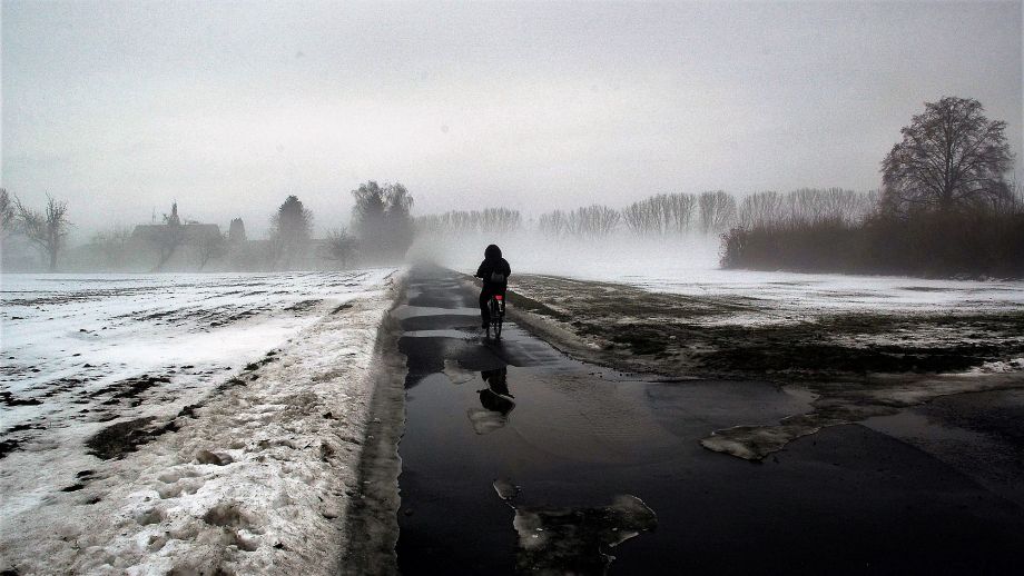 Radfahrer - Winter in der Wetterau