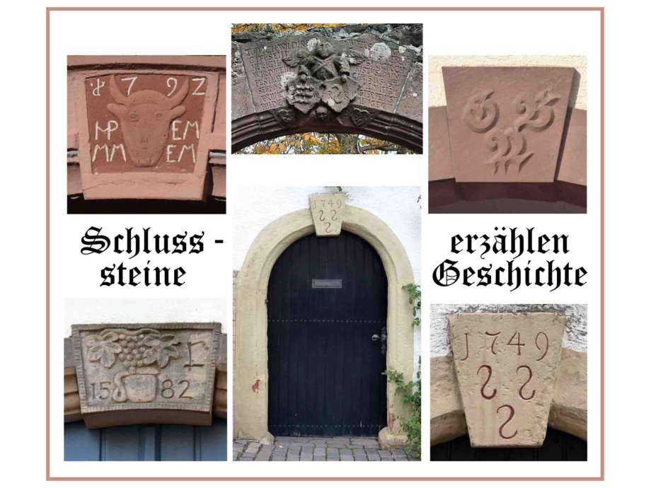 Schlusssteine aus vielen Jahrhunderten finden sich auf den Torbögen der Theresienstraße Schlusssteine aus vielen Jahrhunderten finden sich auf den Torbögen der Theresienstraße