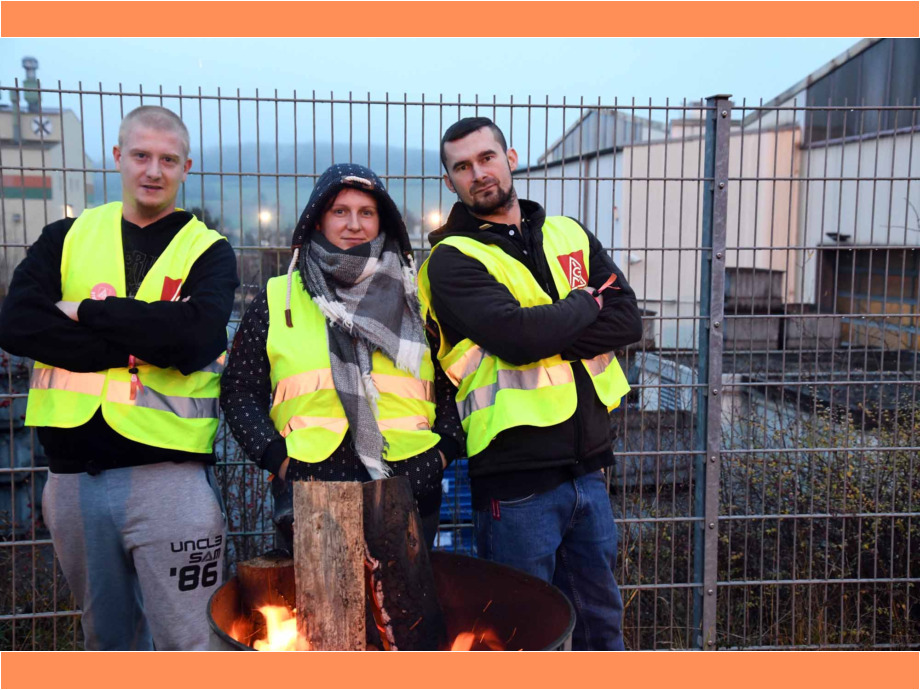 energisch fürs Ziel: Streikposten am frühen Morgen