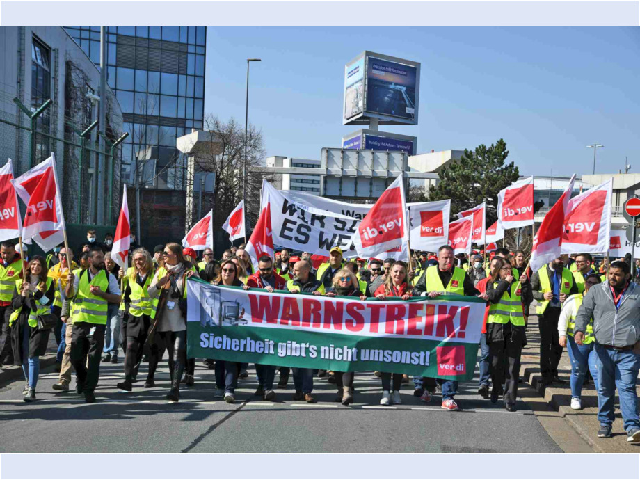 Demonstration am Flughafen Frankfurt