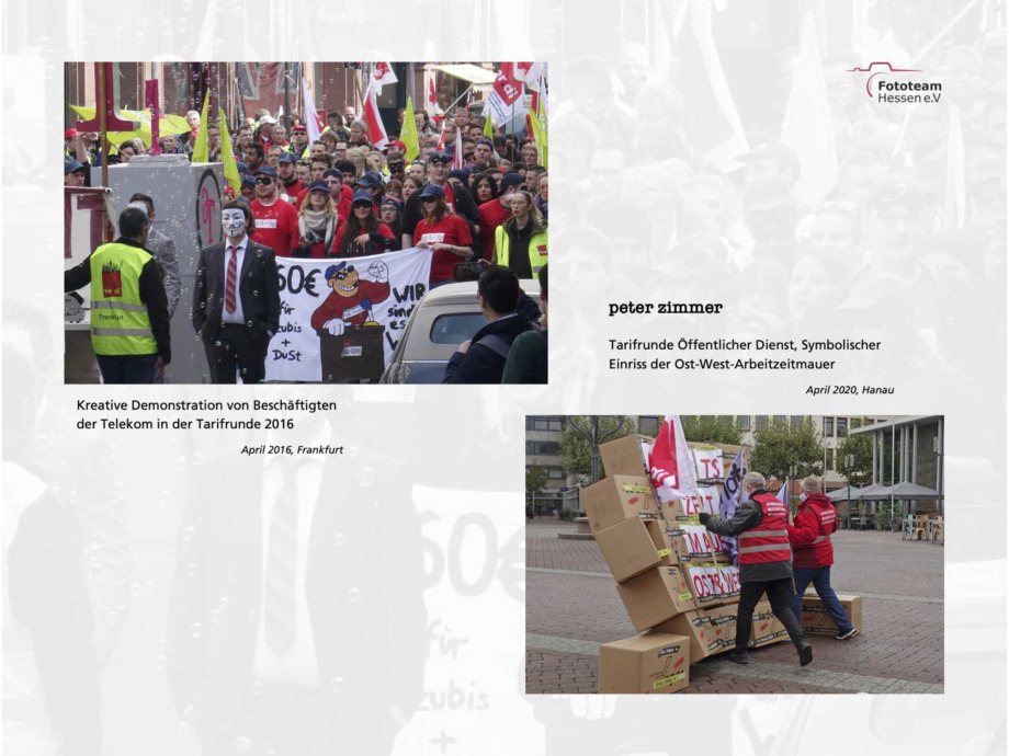 20 Fotograf*innen des Fototeam ver.di Hessen zeigen eine Auswahl ihrer besten Aktionsfotos aus den letzten 11 Jahren 20 Fotograf*innen des Fototeam ver.di Hessen zeigen eine Auswahl ihrer besten Aktionsfotos aus den letzten 11 Jahren