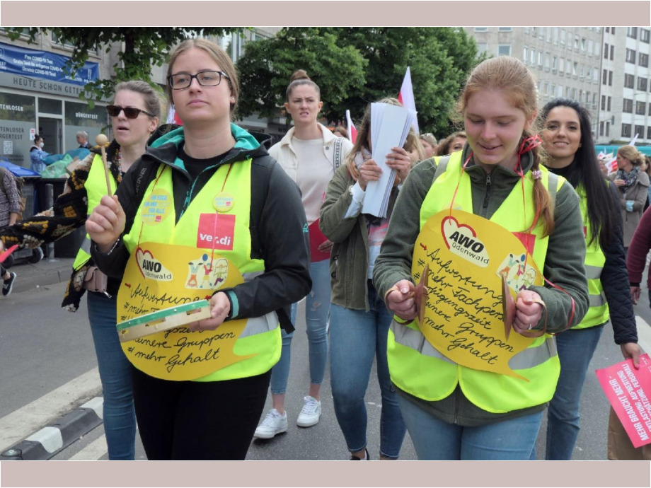 Wir fordern Verbesserungen der Arbeitsbedingungen, Entlastung und die finanzielle Aufwertung der Tätigkeiten