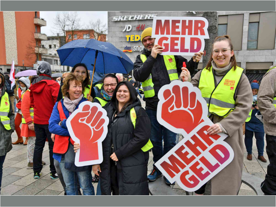 ver.di fordert eine Lohnerhöhung um 10,5 Prozent, mindestens aber um 500 Euro