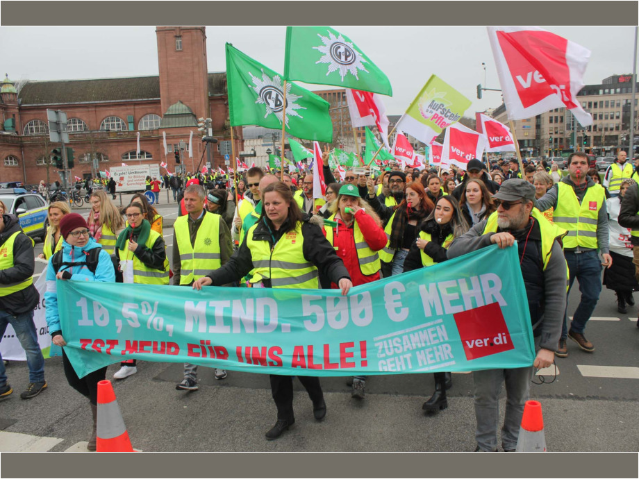 10,5 %, mindestens 500 Euro mehr lautet die Forderung