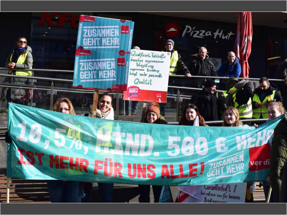 Warnstreik der Beschäftigten aus den Landkreisen Hochtaunus, Maintaunus und Wetterau am 2. März in Hofheim Warnstreik der Beschäftigten aus den Landkreisen Hochtaunus, Maintaunus und Wetterau am 2. März in Hofheim