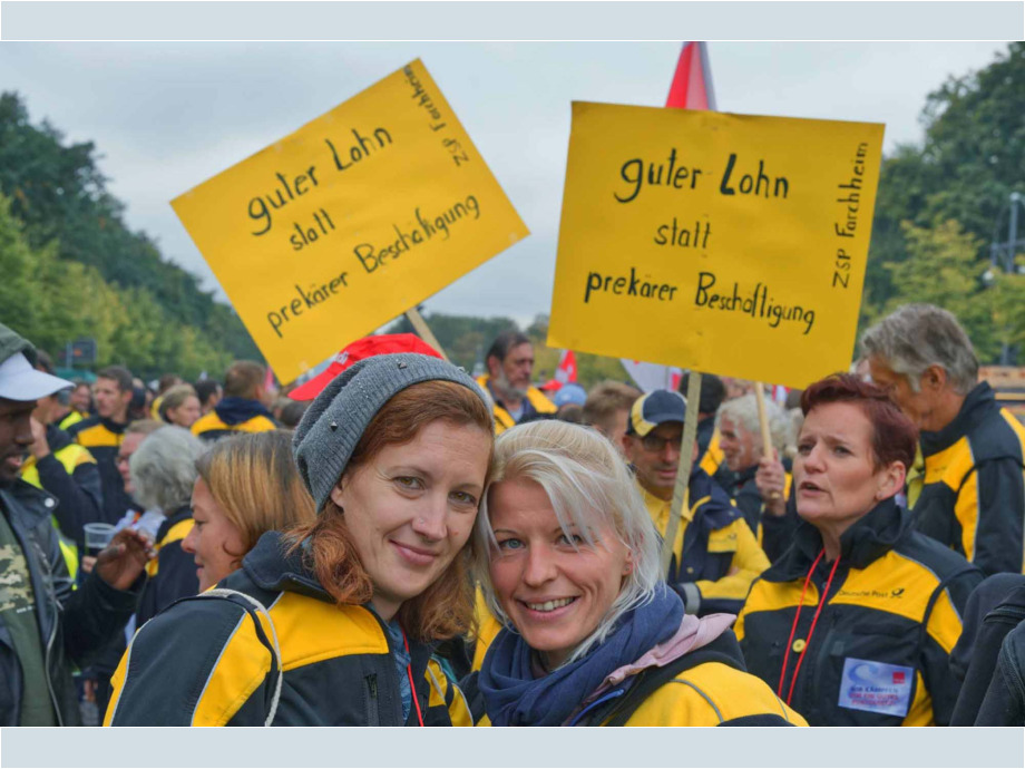 Die Forderung: Guter Lohn statt prekärer Beschäftigung