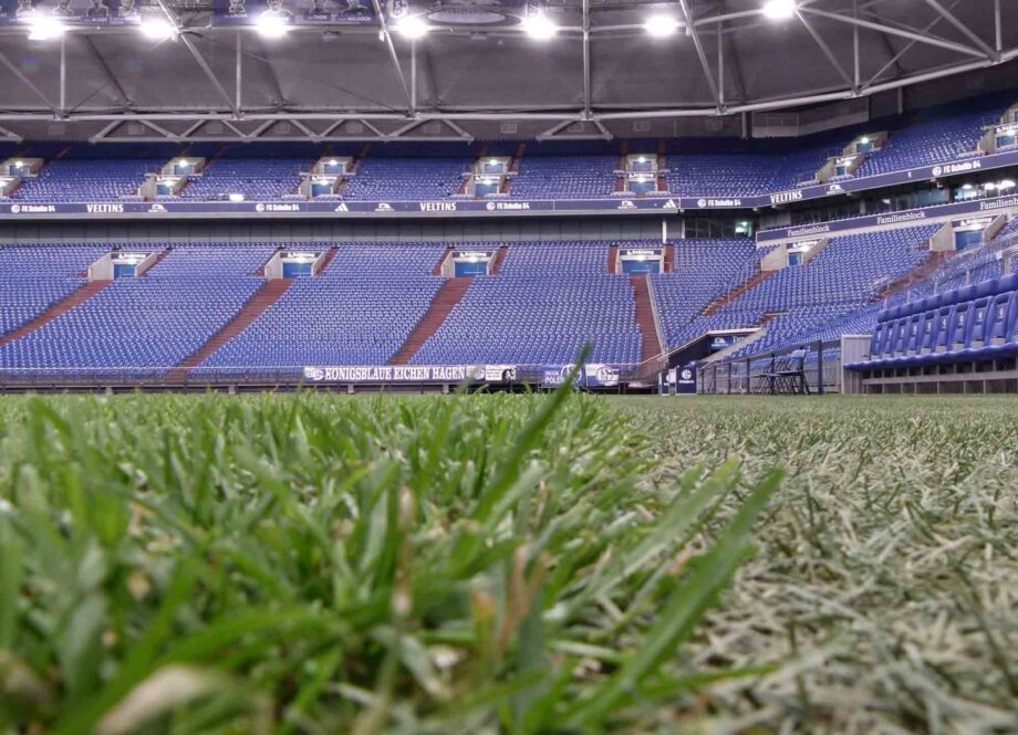 Blick eines verletzten Spielers auf die leeren Zuschauerränge Blick eines verletzten Spielers auf die leeren Zuschauerränge