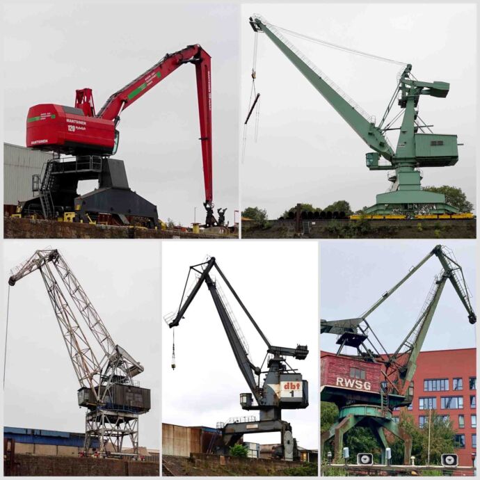 Weit über 100 Kräne stehen für den Güterumschlag bereit Weit über 100 Kräne stehen für den Güterumschlag bereit