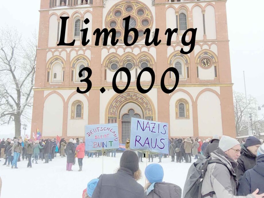 Kundgebung "Demokratie stärken" am 20.01.2024 in Limburg mit 3000 Teilnehmer/innen Kundgebung "Demokratie stärken" am 20.01.2024 in Limburg mit 3000 Teilnehmer/innen