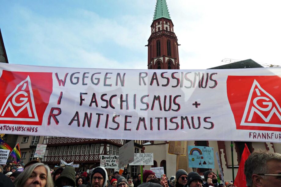 Kundgebung "Demokratie stärken" am 20.01.2024 in Frankfurt am Main Kundgebung "Demokratie stärken" am 20.01.2024 in Frankfurt am Main
