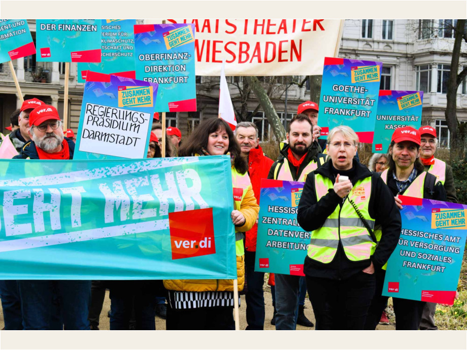 Wiesbaden, 14. Februar 2024: Auftakt zu den Tarifverhandlungen für die Landesbeschäftigte in Hessen Wiesbaden, 14. Februar 2024: Auftakt zu den Tarifverhandlungen für die Landesbeschäftigte in Hessen