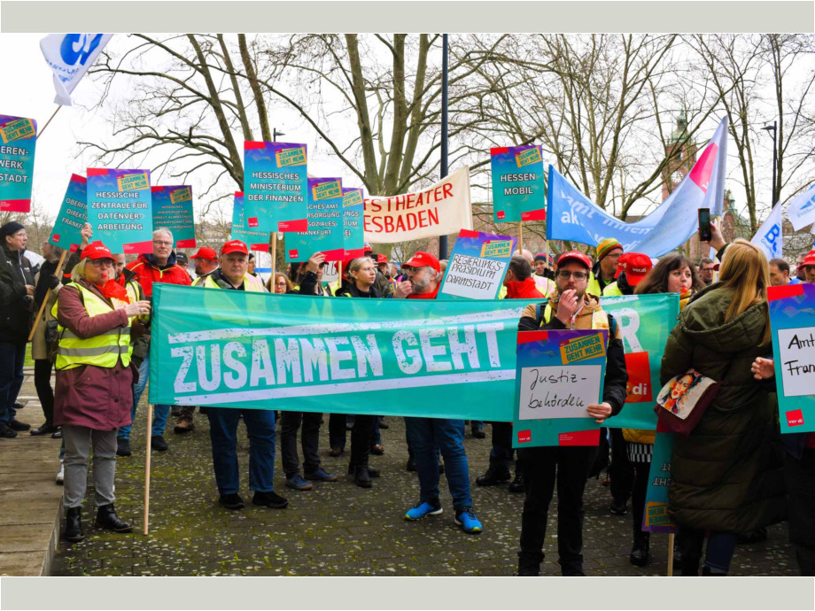 Wiesbaden, 14. Februar 2024: Auftakt zu den Tarifverhandlungen für die Landesbeschäftigte in Hessen Wiesbaden, 14. Februar 2024: Auftakt zu den Tarifverhandlungen für die Landesbeschäftigte in Hessen