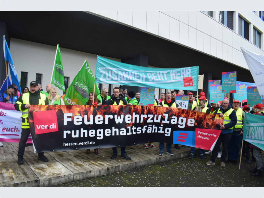 Wiesbaden, 14. Februar 2024: Auftakt zu den Tarifverhandlungen für die Landesbeschäftigte in Hessen Wiesbaden, 14. Februar 2024: Auftakt zu den Tarifverhandlungen für die Landesbeschäftigte in Hessen