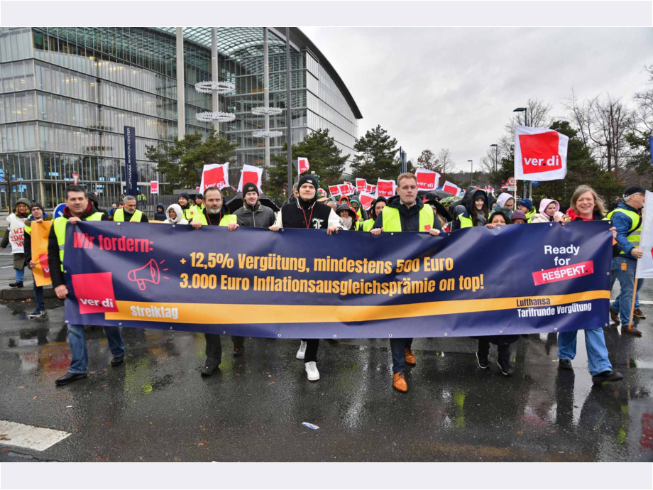 Ganztägiger Warnstreik des Lufthansa-Personals am Frankfurter Flughafen