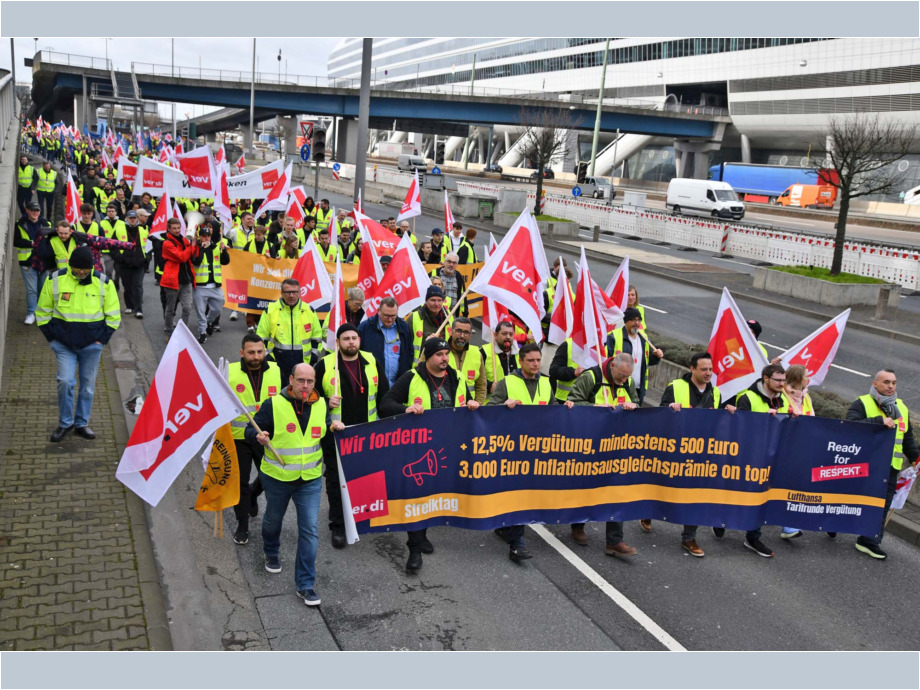 Warnstreik des Lufthansa Bodenpersonals am Flughafen Frankfurt am 20.02.2024