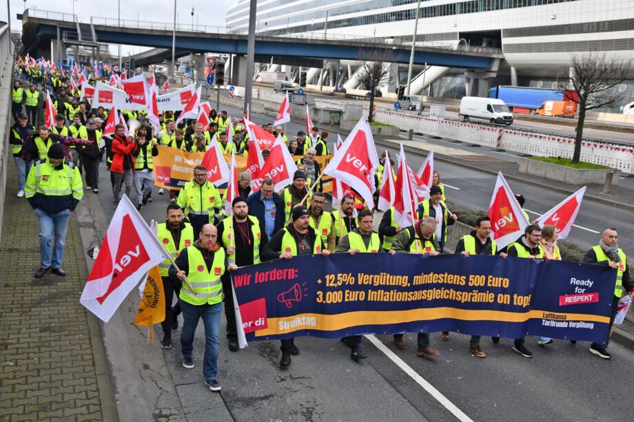 Warnstreik des Lufthansa Bodenpersonals am Flughafen Frankfurt am 20.02.2024 Warnstreik des Lufthansa Bodenpersonals am Flughafen Frankfurt am 20.02.2024