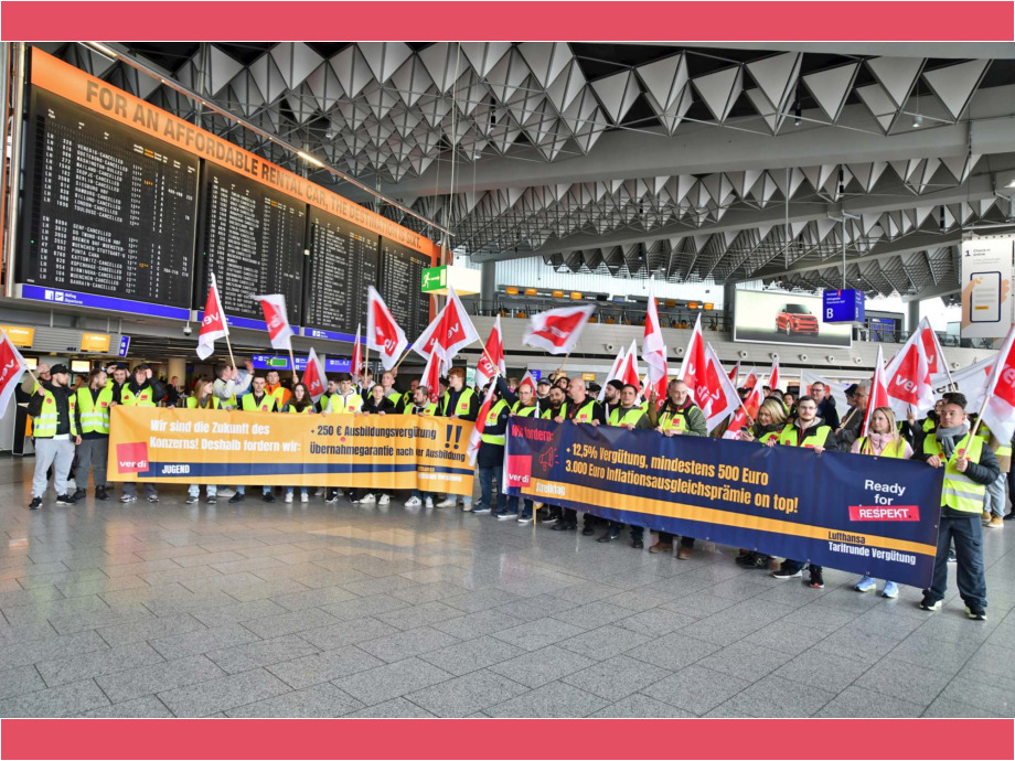 Warnstreik des Lufthansa Bodenpersonals am Flughafen Frankfurt am 20.02.2024