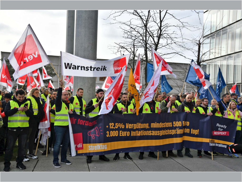 Warnstreik des Lufthansa Bodenpersonals am Flughafen Frankfurt am 20.02.2024