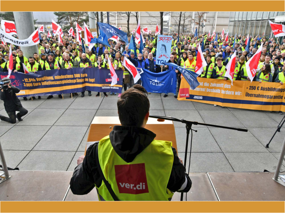 Warnstreik des Lufthansa Bodenpersonals am Flughafen Frankfurt am 20.02.2024