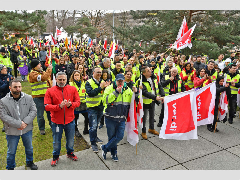 Warnstreik des Lufthansa Bodenpersonals am Flughafen Frankfurt am 20.02.2024