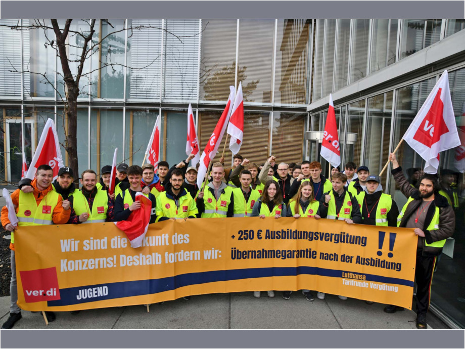 Warnstreik des Lufthansa Bodenpersonals am Flughafen Frankfurt am 20.02.2024