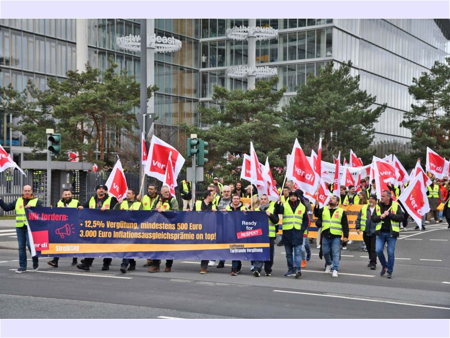 Warnstreik des Lufthansa Bodenpersonals am Flughafen Frankfurt am 20.02.2024