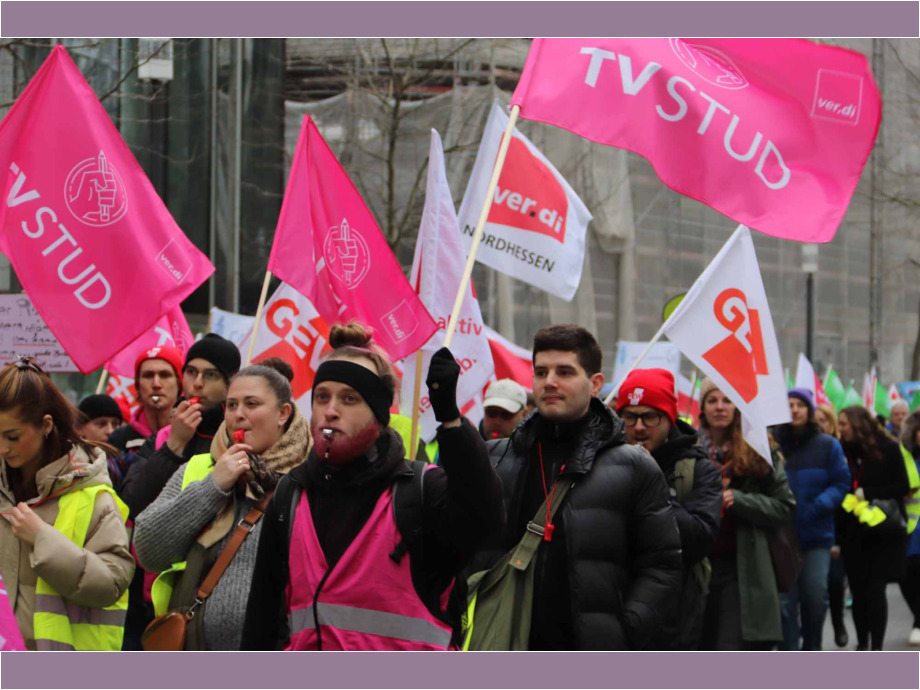 Warnstreik der hessischen Landesbeschäftigten am 12. März in Frankfurt