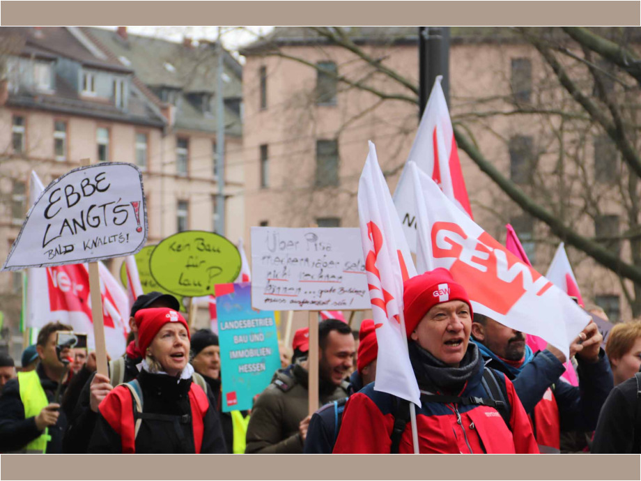 Warnstreik der hessischen Landesbeschäftigten am 12. März in Frankfurt