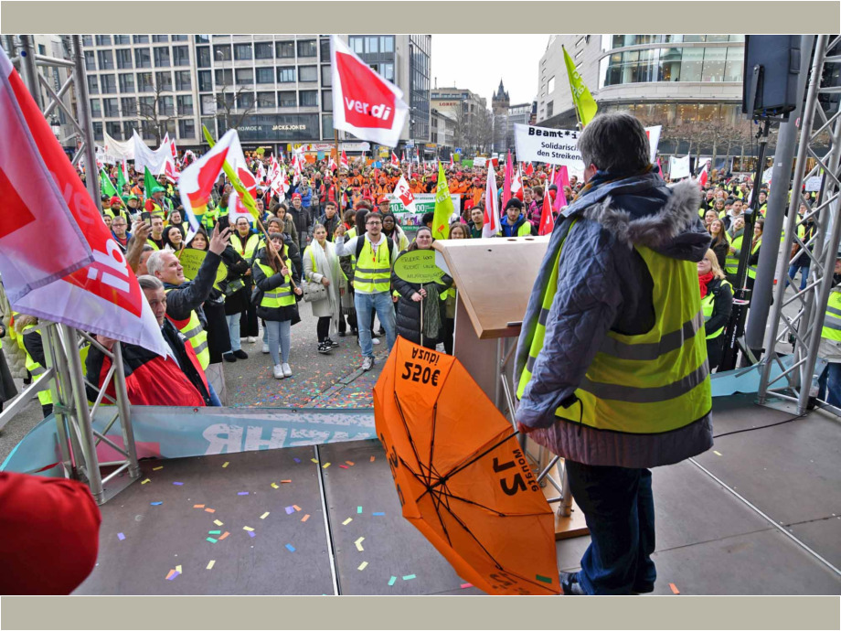 Warnstreik der hessischen Landesbeschäftigten am 12. März in Frankfurt