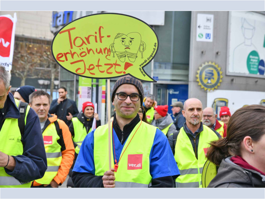 Warnstreik der hessischen Landesbeschäftigten am 12. März in Frankfurt