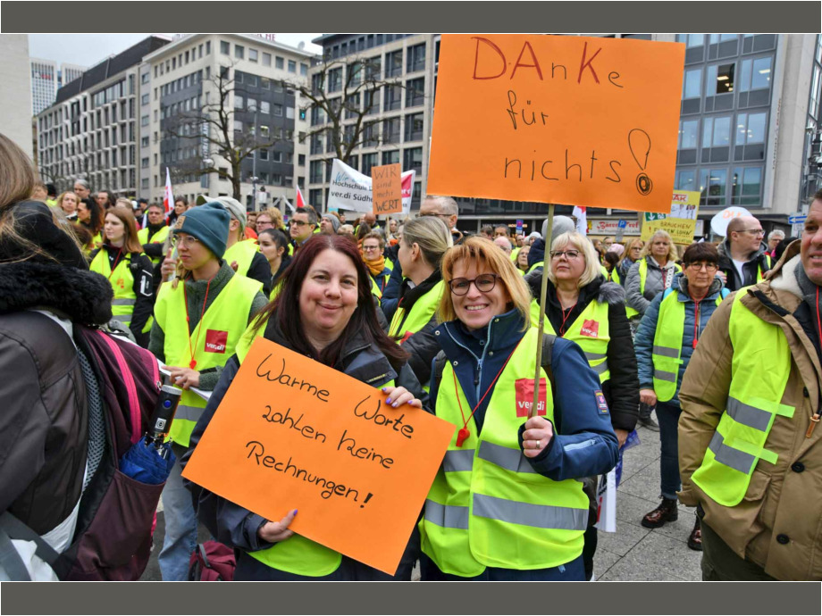 Warnstreik der hessischen Landesbeschäftigten am 12. März in Frankfurt