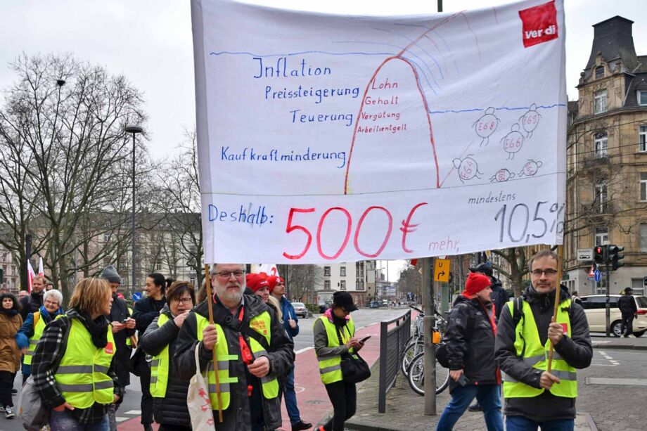 Warnstreik der hessischen Landesbeschäftigten am 12. März in Frankfurt