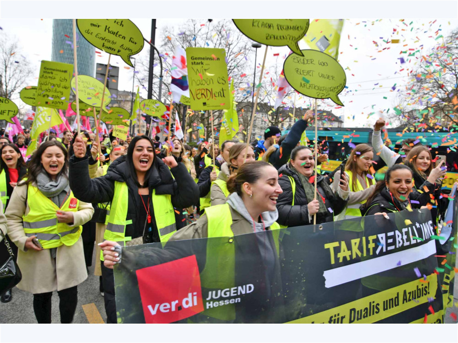 Warnstreik der hessischen Landesbeschäftigten am 12. März in Frankfurt