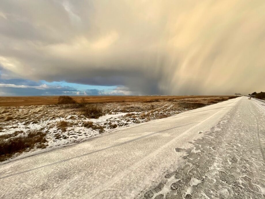 Schnee kündigt sich an. St Peter Ording