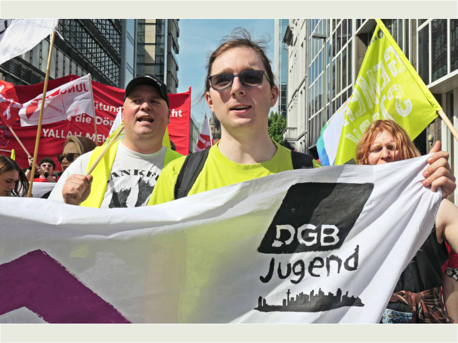 Demonstration und Kundgebung zum 1. Mai 2024 in Frankfurt am Main