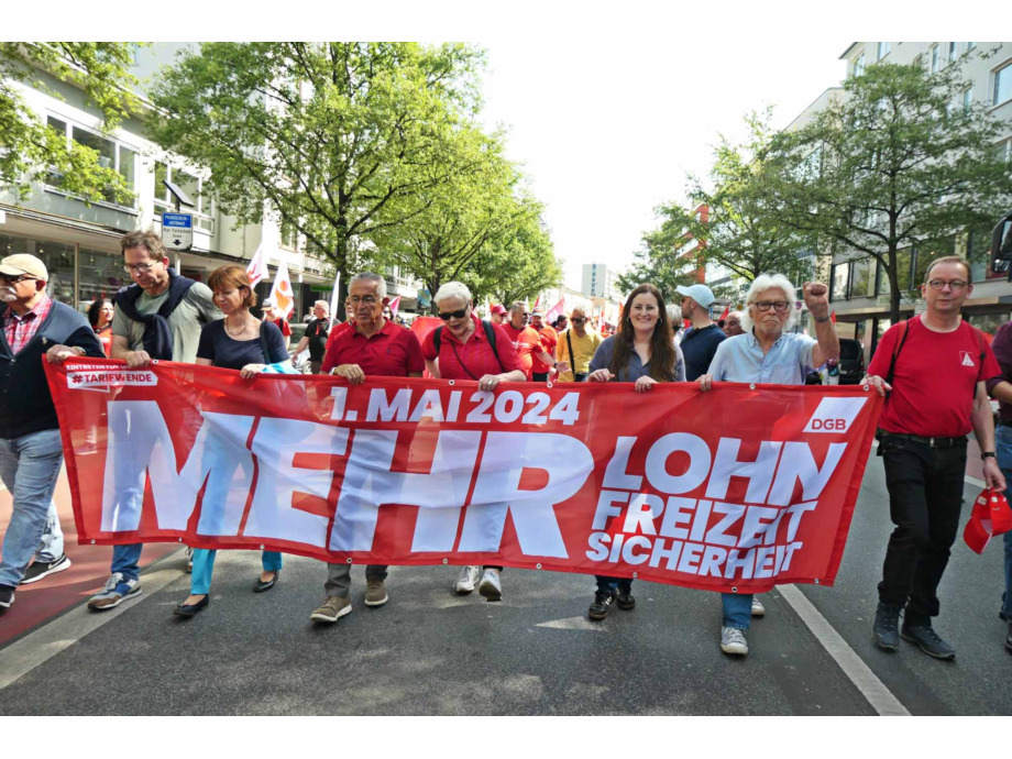 Demonstration und Kundgebung zum 1. Mai 2024 in Frankfurt am Main