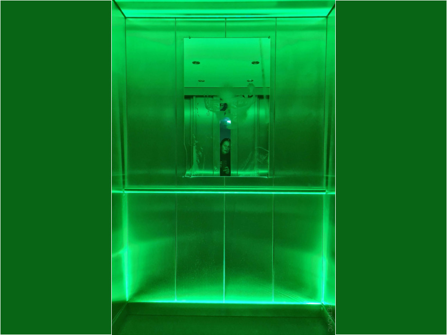 Looking into an elevator