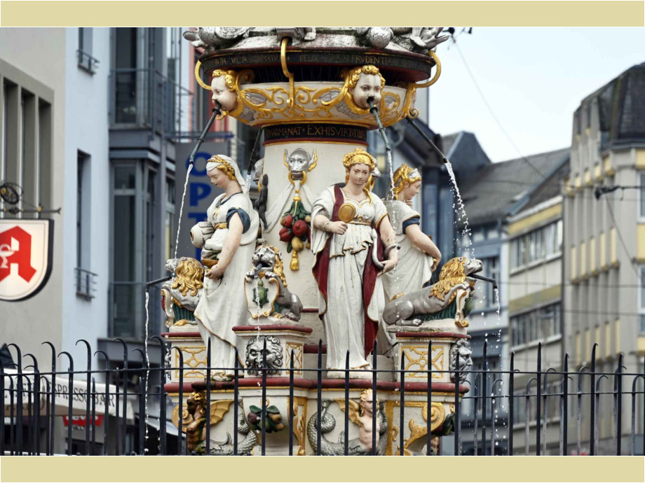 Drei der vier Tugendendes Petrusbrunnens Drei der vier Tugendendes Petrusbrunnens