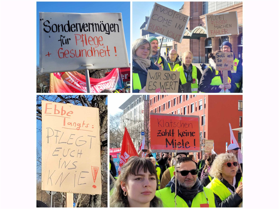 Beschäftigte aus Pflegeeinrichtungen aus ganz Hessen haben heute für ihre Forderungen in der Tarifrunde des Öffentlichen Dienstes gestreikt, hier in Wiesbaden Beschäftigte aus Pflegeeinrichtungen aus ganz Hessen haben heute für ihre Forderungen in der Tarifrunde des Öffentlichen Dienstes gestreikt, hier in Wiesbaden