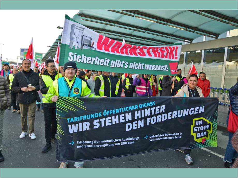 Tarifverhandlungen für den Öffentlichen Dienst und für die Luftsicherheitskräfte, Warnstreik am 10.03.2025 am Flughafen Frankfurt Tarifverhandlungen für den Öffentlichen Dienst und für die Luftsicherheitskräfte, Warnstreik am 10.03.2025 am Flughafen Frankfurt